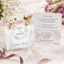 Carte de remerciement personnalisée - Collection Rose Shabby Chic