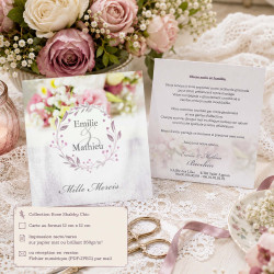 Carte de remerciement personnalisée - Collection Rose Shabby Chic
