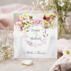 Carte de remerciement personnalisée - Collection Rose Shabby Chic