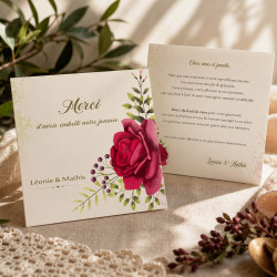 Carte de remerciement personnalisée - Collection Jardin de Roses