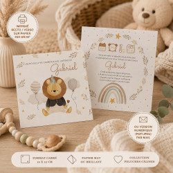 Faire-Part Naissance Lion - Collection Peluches Câlines
