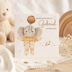 Faire-part naissance Éléphant - Collection Peluches Câlines