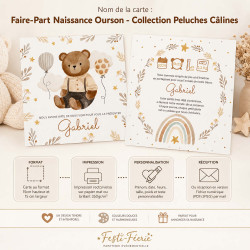 Faire-part naissance Ourson - Collection Peluches Câlines