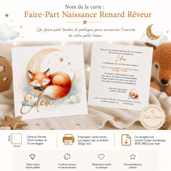 Faire-part naissance Renard Rêveur