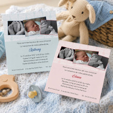 Faire-Part Naissance Arabesque – Bleu ou Rose