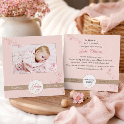 Faire-Part Naissance avec Photo – Collection Fleurs de Tendresse