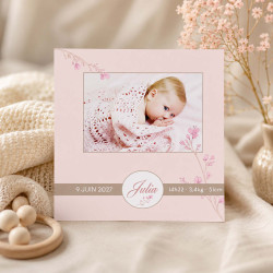 Faire-Part Naissance avec Photo – Collection Fleurs de Tendresse