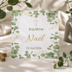 Faire-part Baptême, Communion ou Profession de Foi – Collection Eucalyptus
