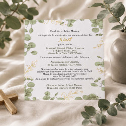 Faire-part Baptême, Communion ou Profession de Foi – Collection Eucalyptus