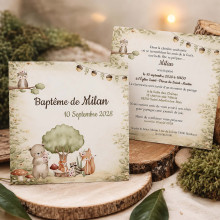 Faire-part baptême Les Amis de la Forêt - Collection Les Animaux de la Forêt