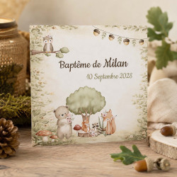 Faire-part baptême Les Amis de la Forêt - Collection Les Animaux de la Forêt