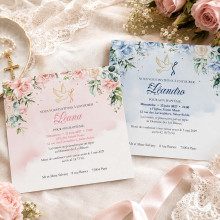 Faire-Part Baptême Colombe – Rose ou Bleu