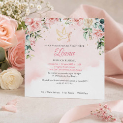 Faire-Part Baptême Colombe – Rose ou Bleu