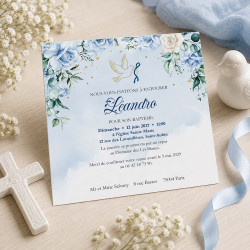 Faire-Part Baptême Colombe – Rose ou Bleu