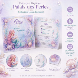 Faire-part Baptême Palais des Perles – Collection Océan Enchanté