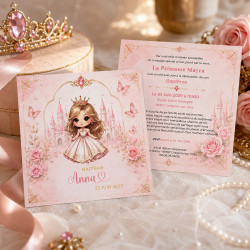 Faire-part Baptême Princesse Royale – Collection Princesses Enchantées