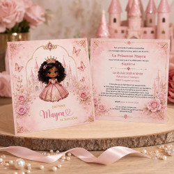 Faire-part Baptême Princesse Royale – Collection Princesses Enchantées