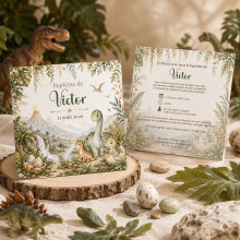 Faire-part Baptême Aventure Jurassique – Collection Le Monde des Dinosaures