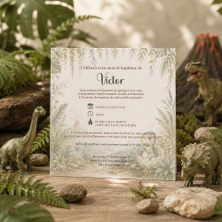 Faire-part Baptême Aventure Jurassique – Collection Le Monde des Dinosaures