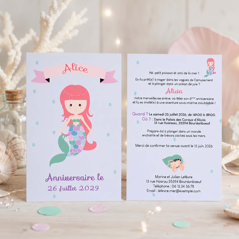 Invitation Anniversaire Sirène – Collection Océan Enchanté