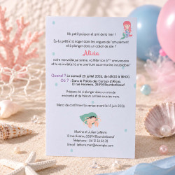Invitation Anniversaire Sirène – Collection Océan Enchanté
