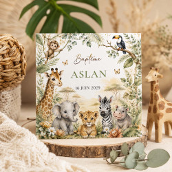 Faire-part Baptême Le Royaume de la Savane – Collection Les Amis de la Savane