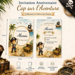 Invitation Anniversaire Cap sur l'Aventure – Collection Le Trésor des Pirates