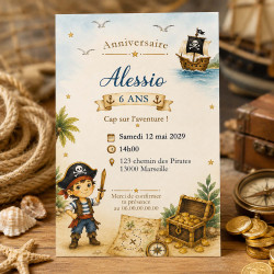 Invitation Anniversaire Cap sur l'Aventure – Collection Le Trésor des Pirates