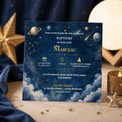 Faire-part baptême Petit Astronaute – Collection La tête dans les étoiles