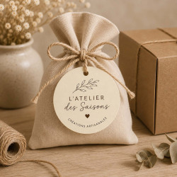 Étiquettes rondes personnalisées sur papier ivoire – Packaging artisanal