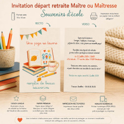 Invitation départ retraite Maître ou Maîtresse – Souvenirs d’école