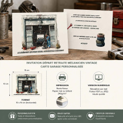 Invitation départ retraite mécanicien – Carte garage personnalisée