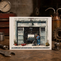 Invitation départ retraite mécanicien – Carte garage personnalisée