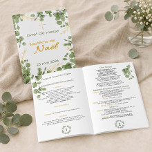 Livret de messe baptême personnalisé – Collection Eucalyptus