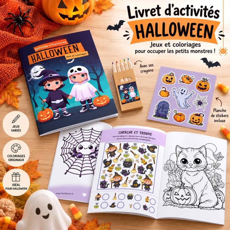 Livret de Jeux et Coloriages Thème Halloween pour Enfants