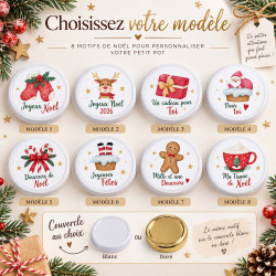 Petit pot en verre personnalisé Noël – Couvercle au choix parmi 8 motifs
