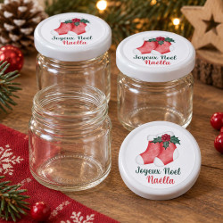 Petit pot en verre personnalisé Noël – Couvercle au choix parmi 8 motifs