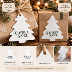 Étiquette ou sticker sapin de Noël blanc – Joyeux Noël