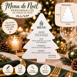 Menu de Noël personnalisé en forme de sapin