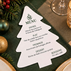 Menu de Noël personnalisé en forme de sapin