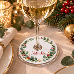 Marque-place pied de verre personnalisé – Noël Botanique