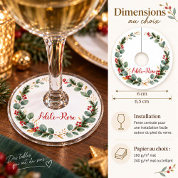 Marque-place pied de verre personnalisé – Noël Botanique