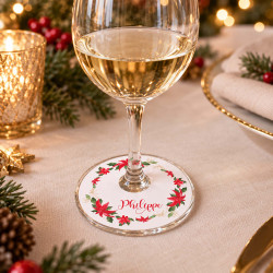 Marque-place pied de verre Collerette – Noël Poinsettias
