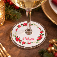 Marque-place pied de verre Collerette – Noël Poinsettias