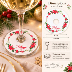 Marque-place pied de verre Collerette – Noël Poinsettias