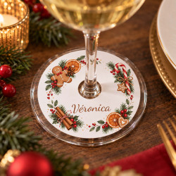 Marque-place pied de verre personnalisé – Douceurs de Noël