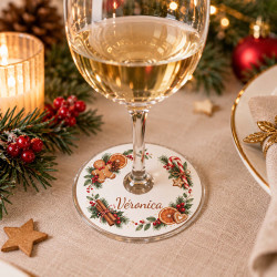 Marque-place pied de verre personnalisé – Douceurs de Noël