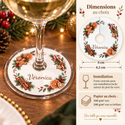 Marque-place pied de verre personnalisé – Douceurs de Noël