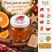 Petit pot en verre personnalisé Noël – Couvercle au choix parmi 8 motifs