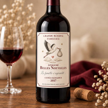 Étiquette bouteille vin annonce naissance – La Cigogne